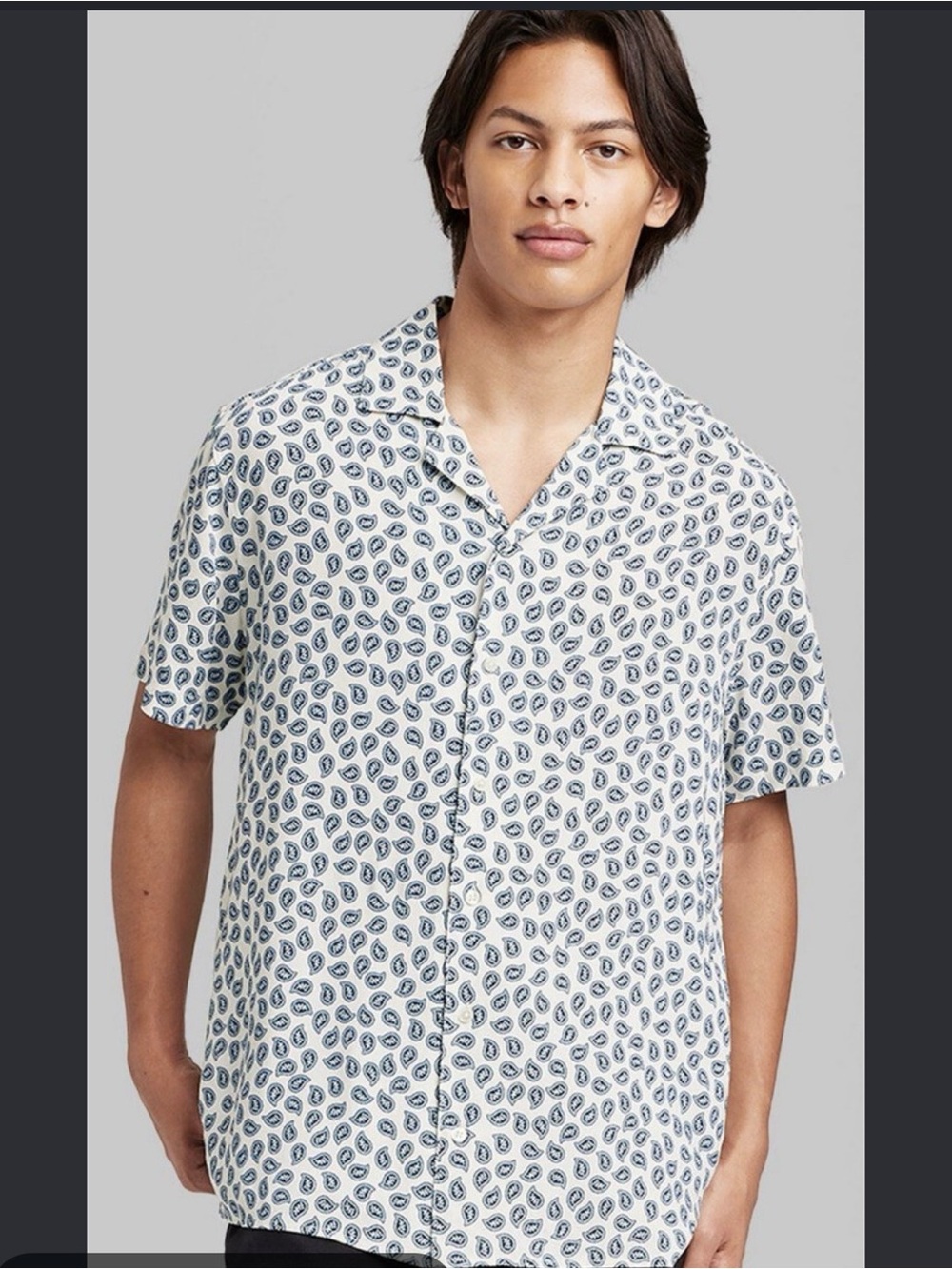 Original Use Men’s Paisley Camp Collar Button Down Shirt L